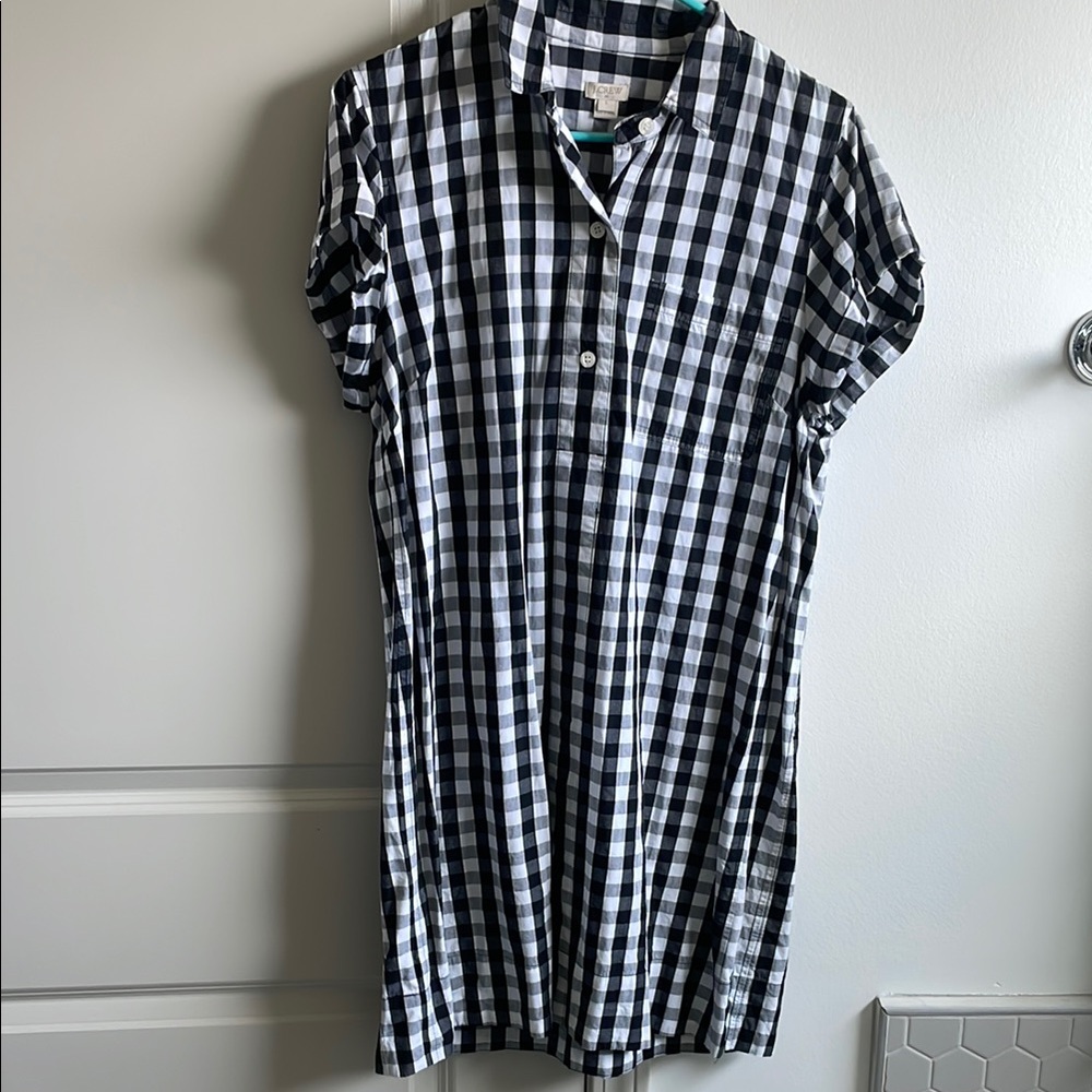 Black and White Checkered Shirt Dress